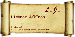 Lichner János névjegykártya